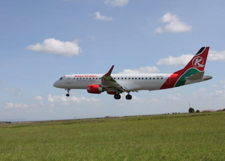 A Kenya Airways aircraft at the Wilson Airport in Nairobi.