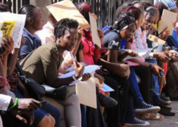 A photo of Kenyans lining for a job in a past interview. PHOTO/Courtesy. Public service certificates