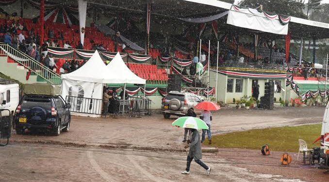 A photo showing a section of the Kericho Green Stadium during the Mashujaa Day celebrations on October 20, 2023.