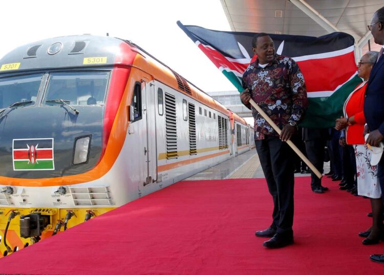 Former President Uhuru Kenyatta during the inauguration of the SGR Phase in 2019. 
