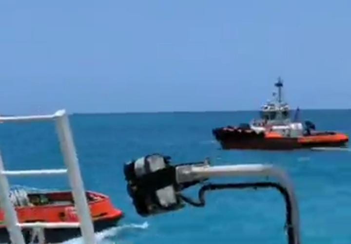 A screengrab of the Tugboats dispatched to rescue the stalled vessel on October 10, 2023. 