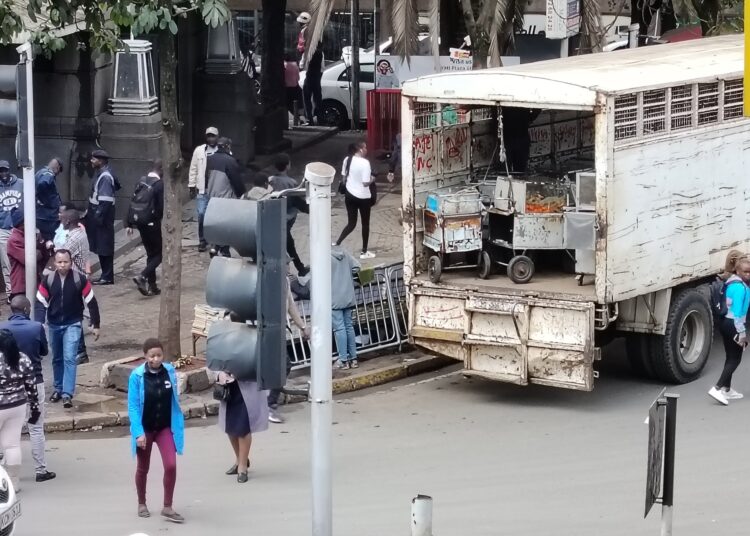 A county government truck carrying trollies impounded during a crackdown in Nairobi.