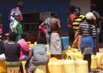 Photo of residents lining up for water in Nairobi. PHOTO/Courtesy.