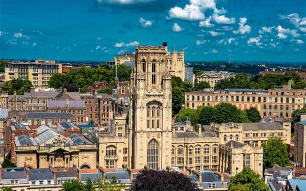 An aerial photo of the University of Bristol in the UK where Dioseline Kiguru is employed. 