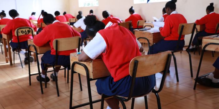 Candidates in an examination center during the 2023 KCSE.