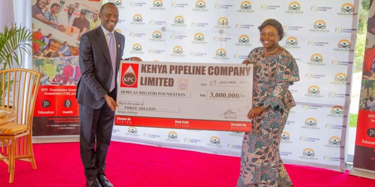 Kenya Pipeline Set for Sale Donates Ksh 3M to Dorcas Rigathi