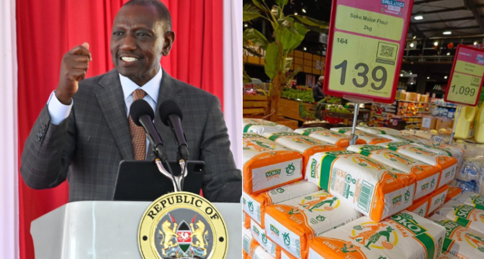 A photo collage of President William Ruto with the unga costing Ksh.139.