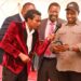 President William Ruto (right) shares a bright moment with Prime Cabinet Secretary Musalia Mudavadi during the launch of Hutsler Fund meant to support business men and women.