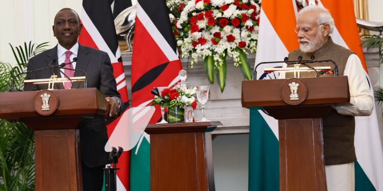 President William Ruto with India Prime Minister Narendra Modi.