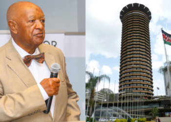 A collage of architect David Mutiso and KICC Towers.