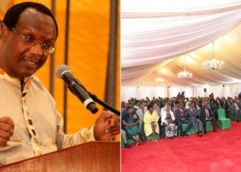 A photo collage of Chairman of the President's Economic Council David Ndii and a photo of a past Kenya Kwanza Parliamentary Group meeting at State House.