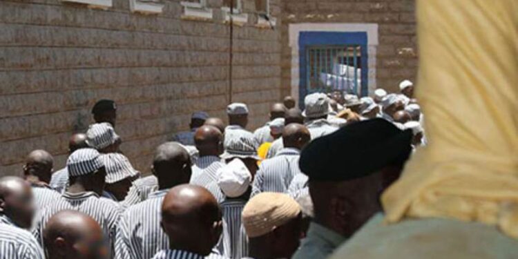 A photo of prisoners in Kenya police convict