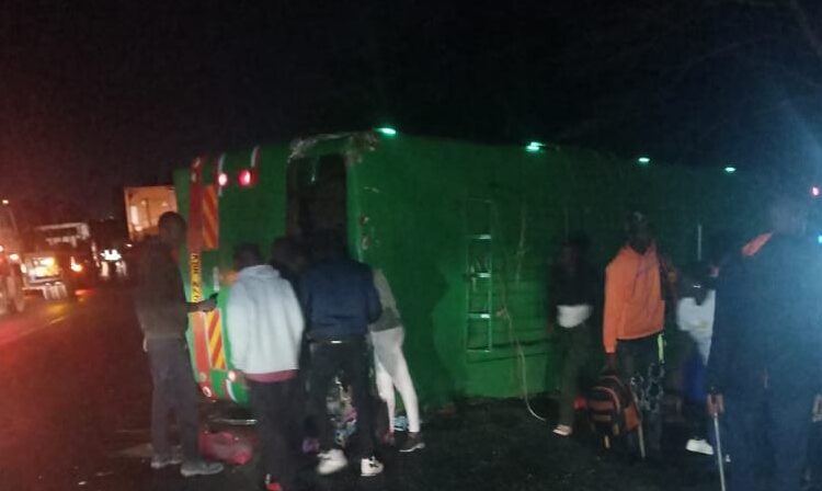 A photo of a trailer overturned during the accident on January 6 along Nakuru-Eldoret highway.
