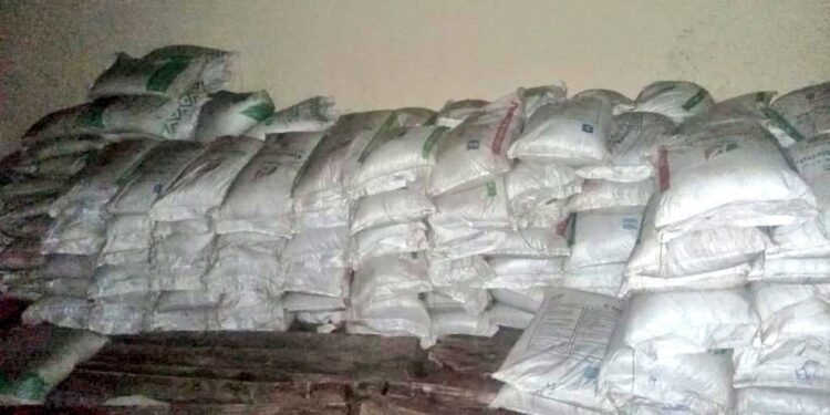 Bags of government fertilizer stored at the Grace Covenant Church in Narok South found by DCI.