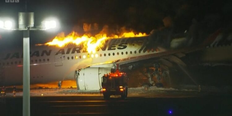 Japan Airlines Plane bursted into flames as it landed at Haneda airport.