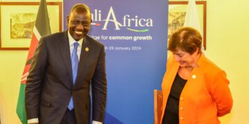 President WilliamaRuto and IMF Director Kristalina Georgieva in Rome during Italy - Africa Summit. PHOTO/PCS.