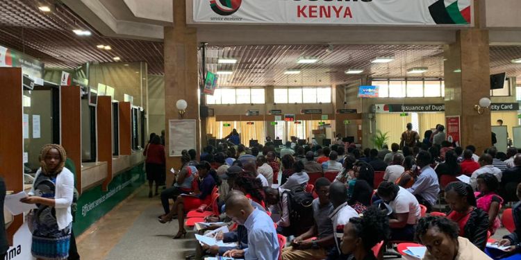 Kenyans getting services at a Huduma Centre office in Kenya. 