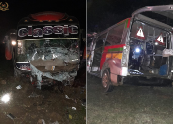 A collage of the two vehicles involved in a traffic road accident along the Nakuru-Eldoret Highway.PHOTO/NPS.