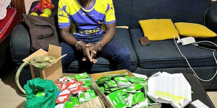 Suspect arrested by DCI with Sim Cards