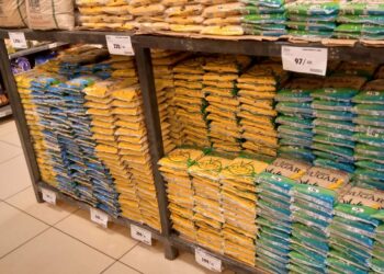 Display of sugar prizes in a Supermarket.