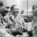 British Secretary of State for the Colonies, James Griffiths (left), talking to Former President Jomo Kenyatta and a Kikuyu elder in Kiambu in May 1951.