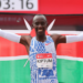 Kelvin Kiptum after setting a world record, running a marathon in 2 hours 35 seconds in Chicago, 2023 | Michael Reaves/Getty Images