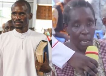 A photo collage of pastor Ezekiel and the mama mboga who brought Ksh 6 million in cash to the New Life Prayer Church on February 3, 2024.PHOTO/Screen grab