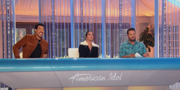 The three Judges Luke Bryan, Katy Perry and Lionel Richie during the American Idol Audition