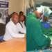 A side to side photo of the patient and KNH surgeons performing a procedure. PHOTO/Courtesy
