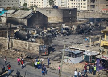 An aerial photo showing the aftermath of the gas explosion in Embakasi.