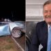 A side to side photo of Kelvin Kiptum's car involved in at Kaptagat and a photo of British media personality Piers Morgan.