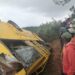 The wreckage of the Maadili Schools bus involved in an accident along the Gitugi-Murang'a Road on February 24, 2023.
