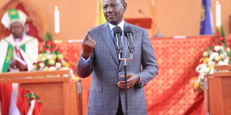 President William Ruto speaking at ACK Emmanuel Parish in Makadara, Nairobi on Sunday, March 24, 2024. PHOTO/PCS.