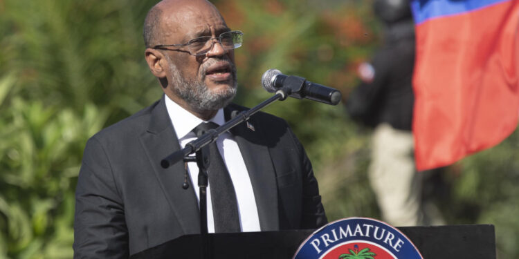 FILE - Haitian Prime Minister Ariel Henry speaks during a ceremony in memory of slain Haitian President Jovenel Moise at a past event. PHOTO/Courtesy