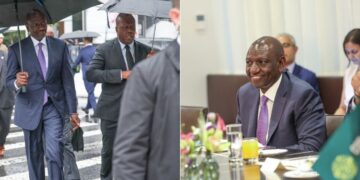 President William Ruto walks on the streets of New York and a photo of the President in one of the meetings held during the visist.