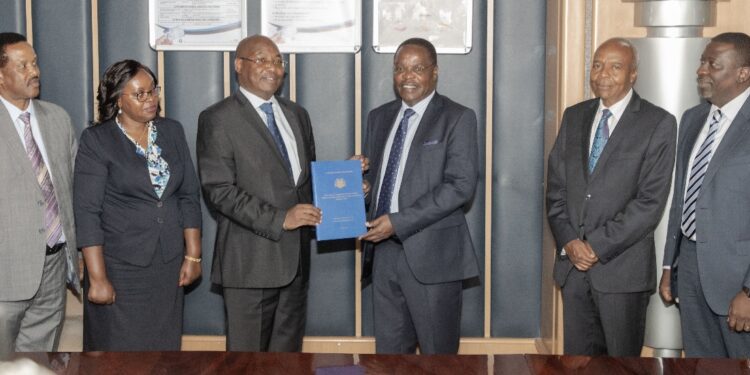 EACC Cahir Bishop David Oginde(3from right) handing over NHIF graft report.