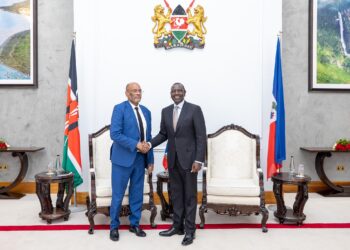 President William Ruto with Haiti PM Ariel Henry in Nairobi. PHOTO/PCS.