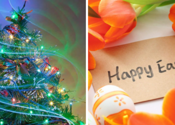 A photo collage of a Christmas tree and Easter Holiday celebrations card. PHOTO/Courtesy.
