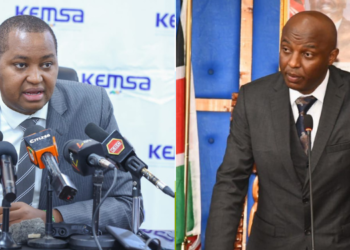 A Photo Collage of Murang'a County Governor Irungu Kang'ata and KEMSA Board Chairperson Irungu Nyakera. PHOTO/COURTESY.