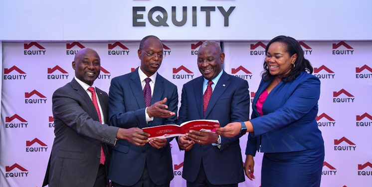 From left to right: Equity Group Chief Operating Officer, Samuel Kirubi, Equity Group Chairman, Prof. Isaac Macharia, Equity Group Managing Director and CEO, Dr. James Mwangi and Equity Life Assurance (Kenya) Limited Managing Director, Angela Okinda, during the FY 2023 Investor Briefing event.