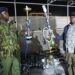 The NACADA team parades the shisha bongs seized in the raid on Quiver Lounge on March 2, 2024.