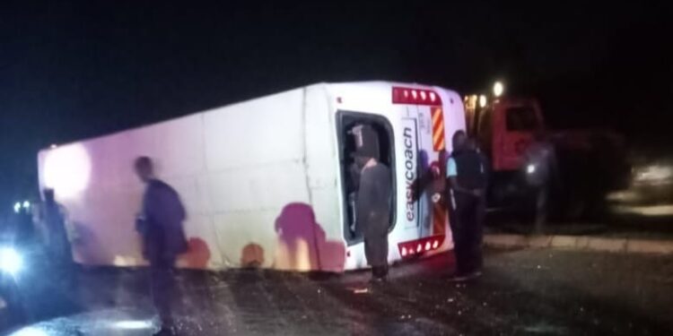 Easy Coach bus involved in an accident on Monday (night), April 1, 2024. PHOTO/Courtesy.