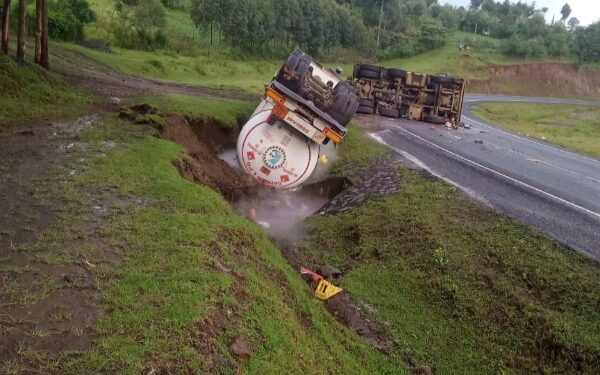 Gas Leak Reported After Fuel Tanker Overturns in Kericho