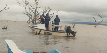 Coast Guard officers boarding embark on rescue efforts at Lake Baringo where a motor boat carrying more than 19 youths for a church service capsized on Sunday afternoon.