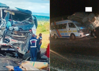 Photos from the accident along Nairobi-Mombasa Highway at Salama, Makueni County. PHOTO/Courtesy....ntsa