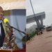 A photo collage of Uganda President Yoweri Museveni and Parts of Entebbe International Airport flooded after rains. PHOTO/Courtesy.