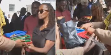 A screen grab of National flag and Service boots handed over to CDF's widow Eileen Ogolla. PHOTO/ Courtesy