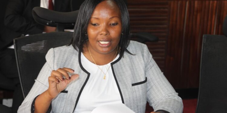 Laikipia MP Jane Kagiri speaks during a Committee session.