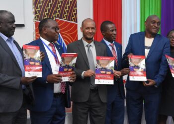 Dr. Moses Kiarie (Centre) from the Deputy Director Quality Assurance, Ministry of Education, with Mandera South MP Abdul Haro (Right) launches the Usawa Agenda SESS 2024 Report) at KICD, Nairobi, on Wednesday April 24, 2024.