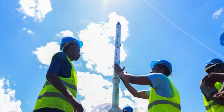 Team from Kenya Space Agency & JKUAT during the launch of the Nakuja 3.5 rocket on Wednesday, May 8, 2024. PHOTO/Kenya Space Agency